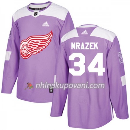 Detroit Red Wings Dresy Petr Mrazek 34 Adidas 2017-2018 Nachová Fights Cancer Practice Authentic - Pánské Detroit Red Wings Dresy Petr Mrazek 34 Adidas 2017-2018 Nachová Fights Cancer Practice Authentic - Pánské